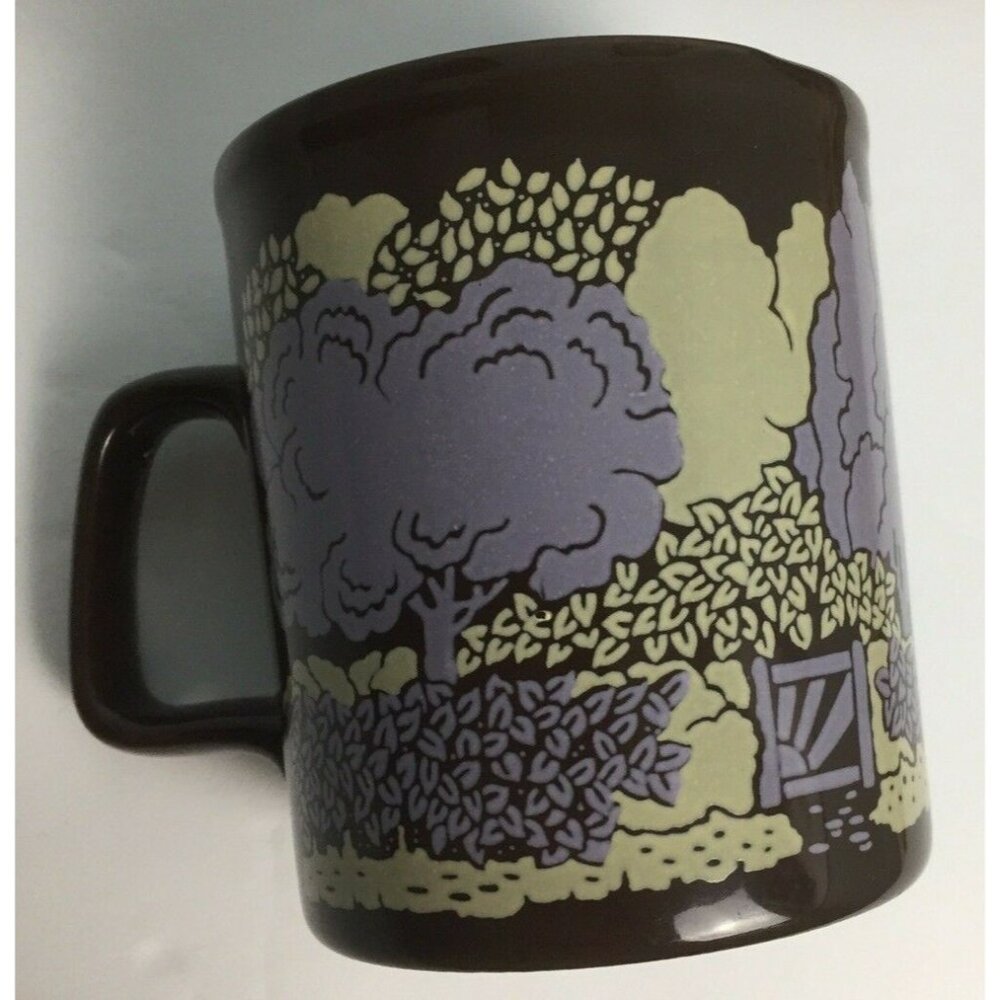 Kiln Craft Tea Coffee Mug Garden Trees Gate Made in Staffordshire England.